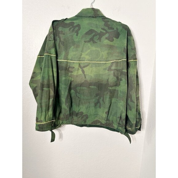 Free People Jacket Size L Camo Slouchy Military Oversized Dolman Sleeve Green - Picture 6 of 9
